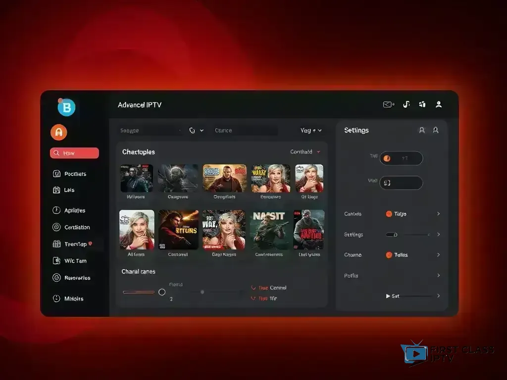 Dashboard showing First Class IPTV advanced features