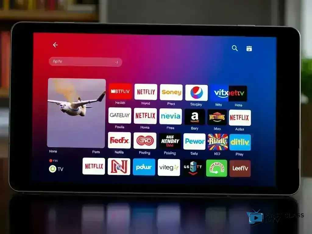 Modern IPTV app interface on Android TV screen