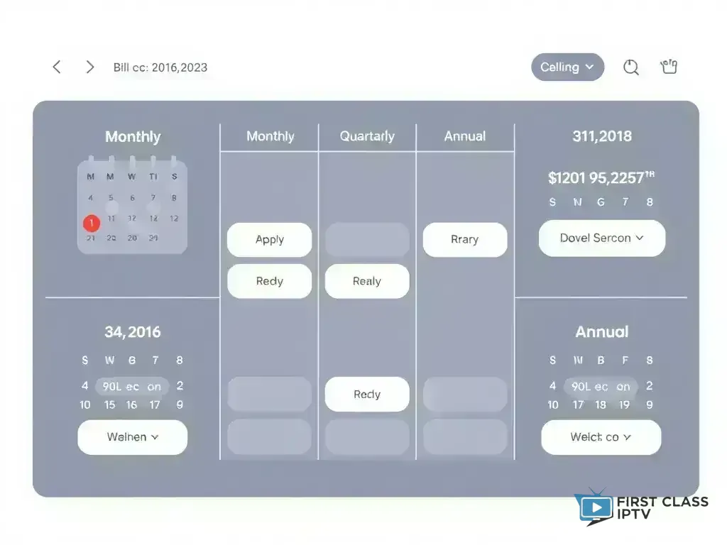 Calendar showing different billing cycles