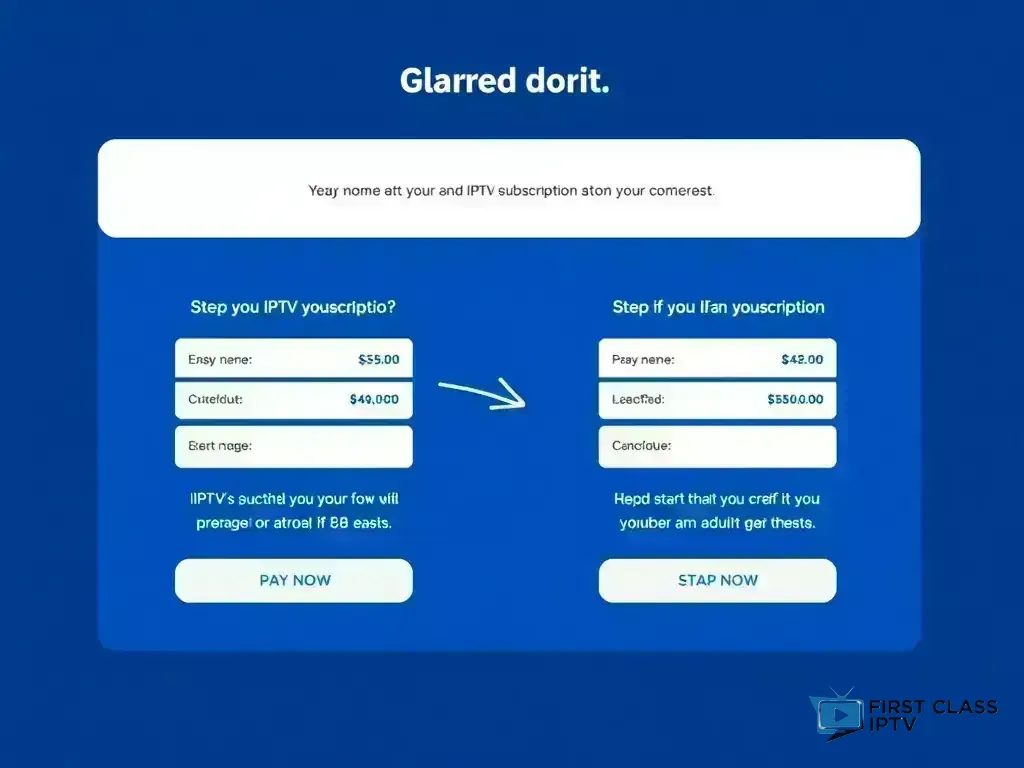 Step-by-step checkout process for First Class IPTV payment