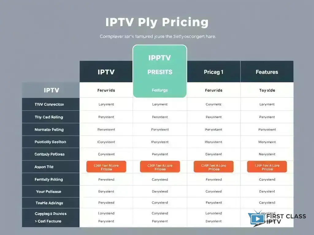 Comparison chart of First Class IPTV pricing plans