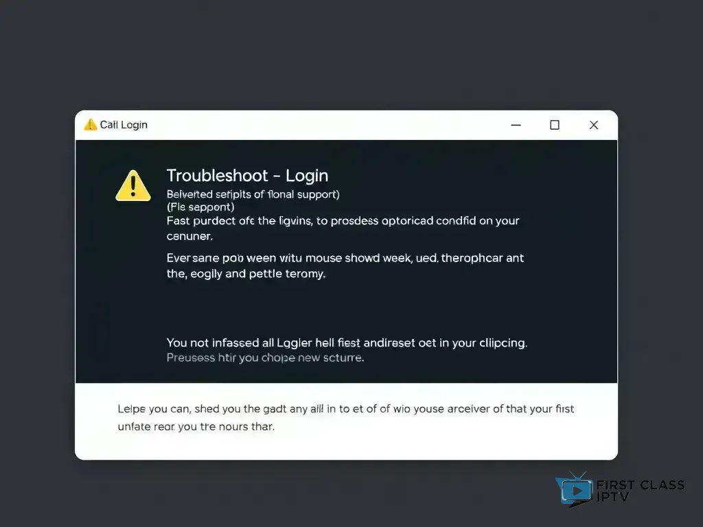 Login error screen with troubleshooting tips